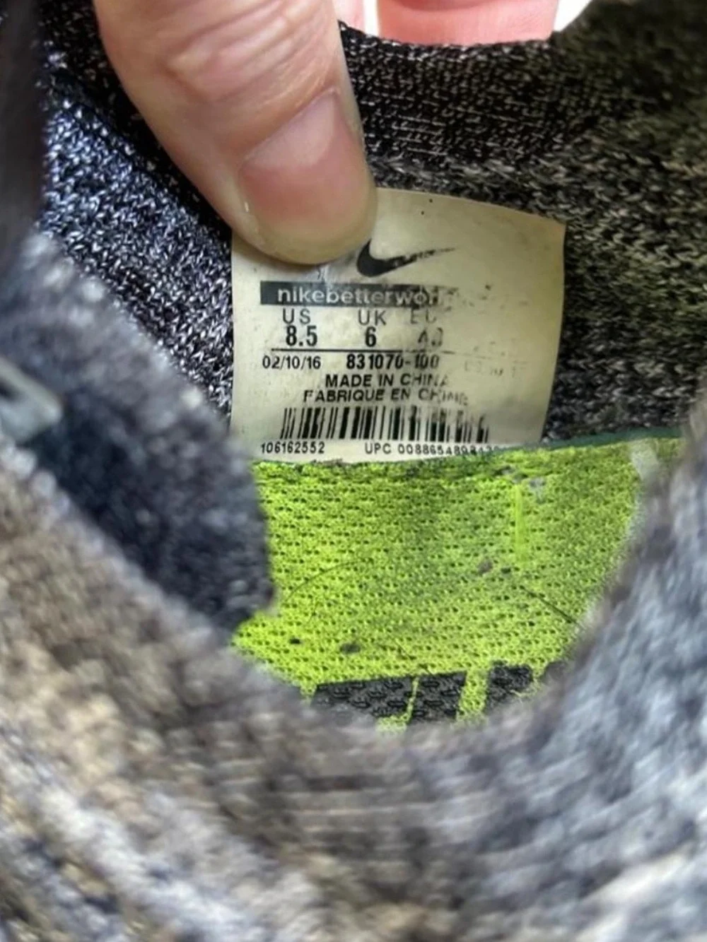 Nike Women's Knit Running Sneakers in Gray and Black